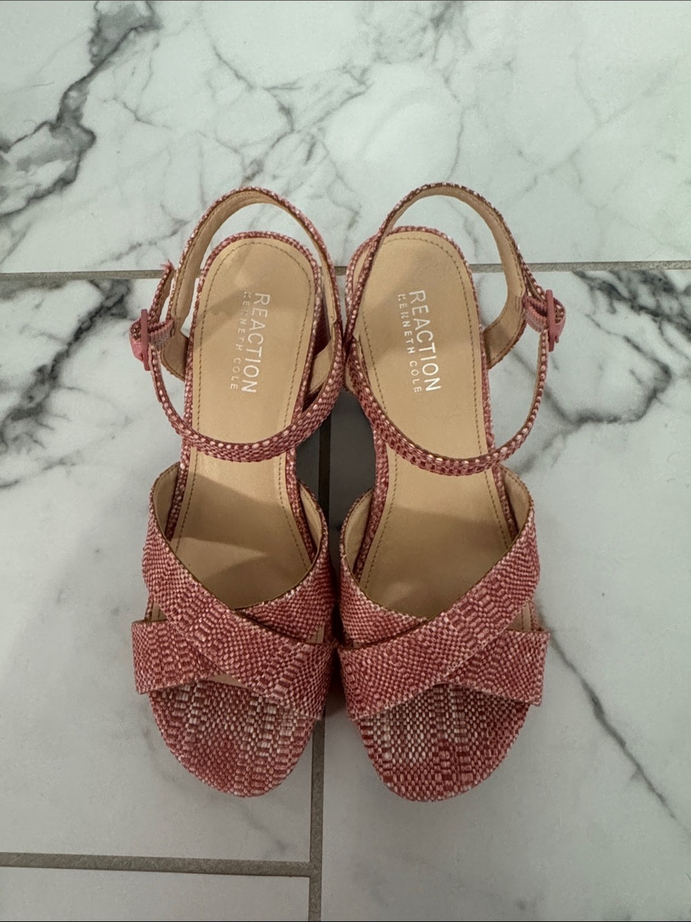 Kenneth Cole Reeva Pink Platform Sandals with Ankle Strap Sz 7 - Picture 2 of 5
